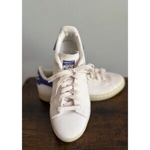 Adidas Stan Smith White & Blue Canvas Low Top Sneakers Unisex M 6 US W 7.5 US